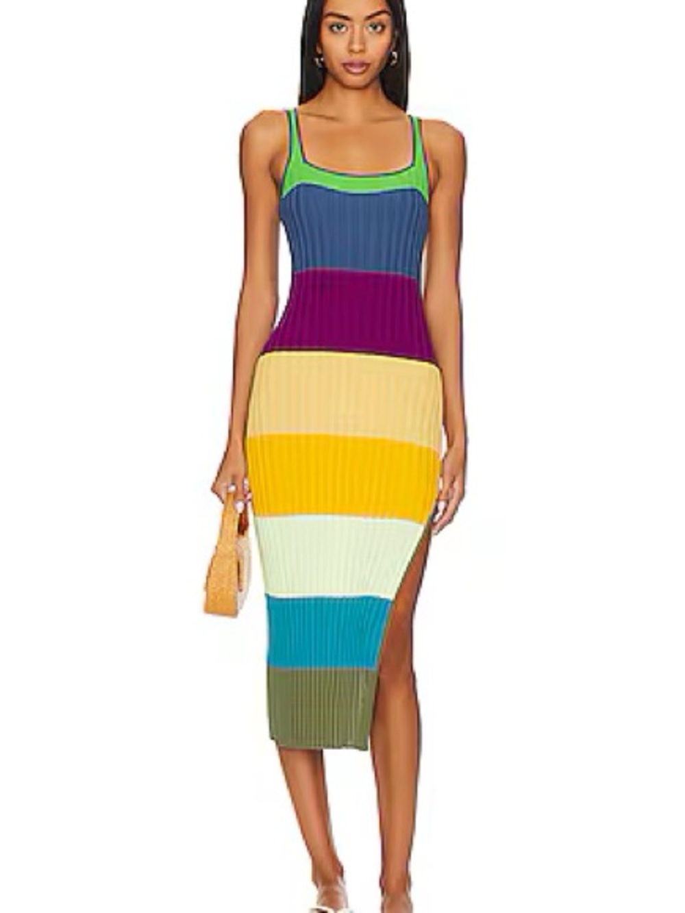 PQ Swim Striped Ribbed Midi Dress